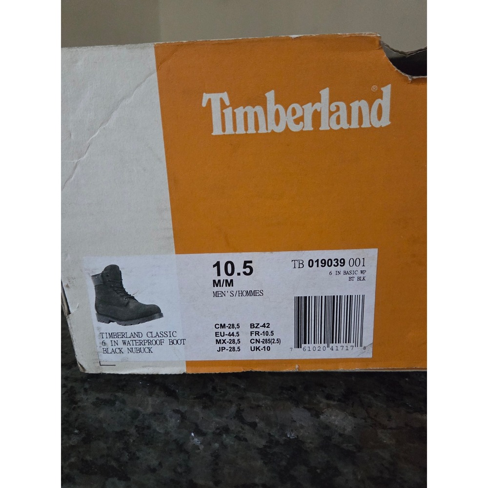 Timberland Classic 6 Inch Waterproof Boots Black Nubuck Mens 10.5 TB 019039 001 - Picture 8 of 10